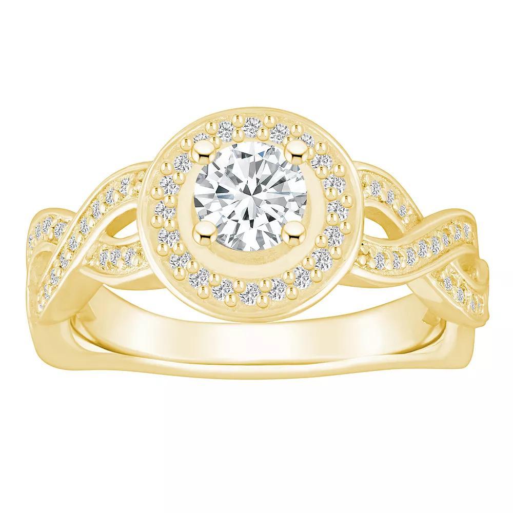 Alyson Layne 14k Gold 9/10 Carat T.W. Diamond Braided Halo Engagement Ring, Women's, Size: 5 Product Image