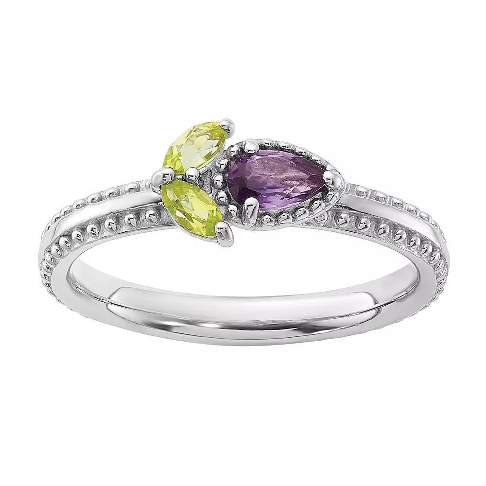 Stacks & Stones Sterling Silver Gemstone Flower Stackable Ring, Women's, Size: 7, Citrine Product Image