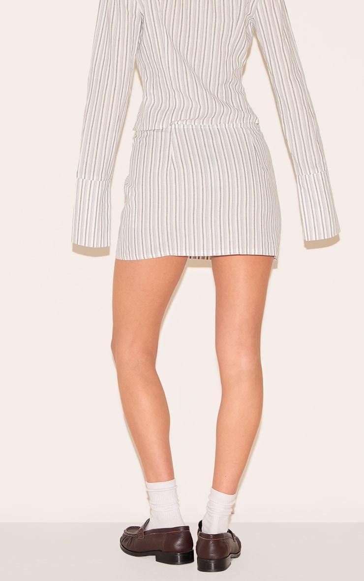 Cream Pinstripe A Line Mini Skirt Product Image