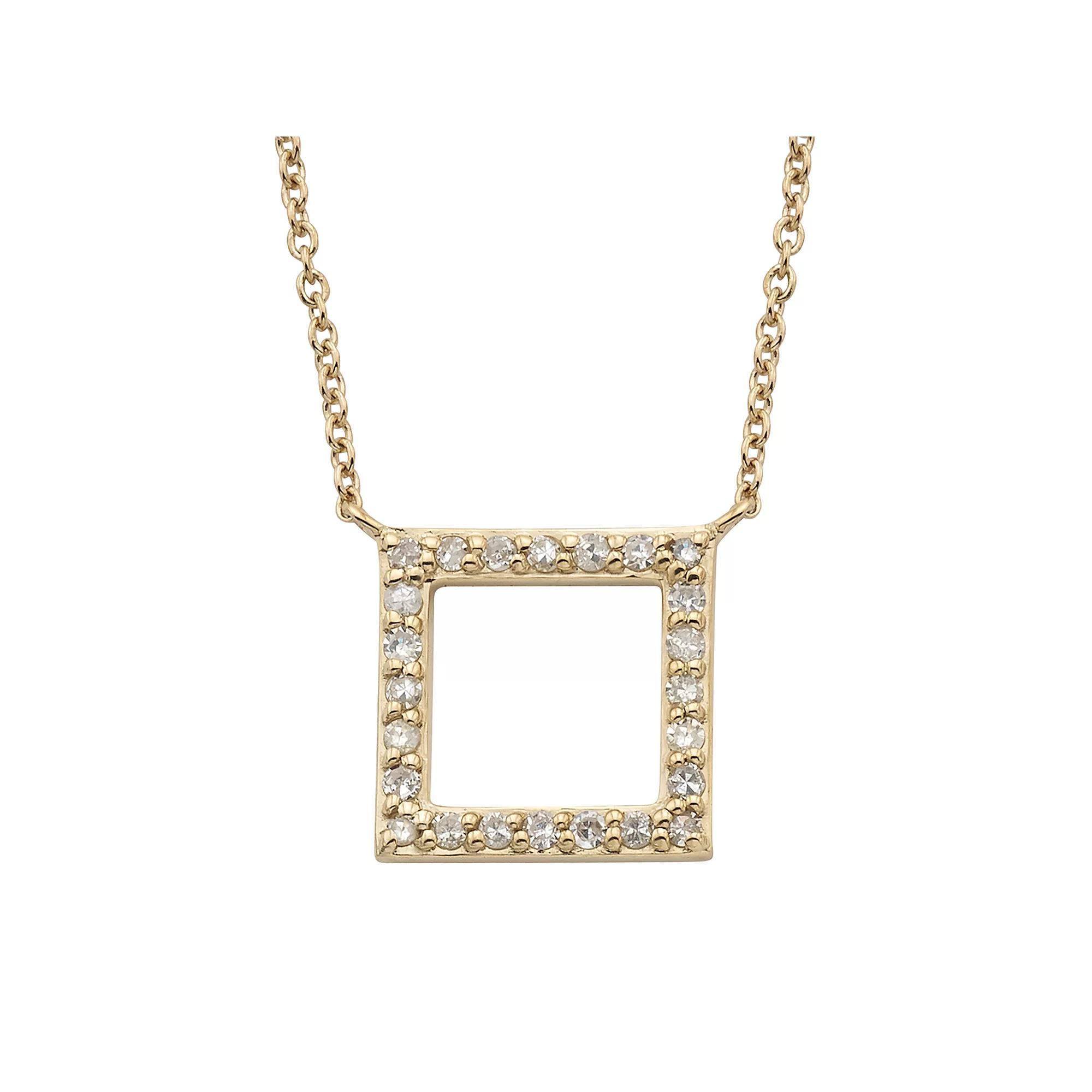 10k Rose Gold 1/6 ct. T.W. Diamond Square Pendant, Women's, Size: 18", Yellow Product Image
