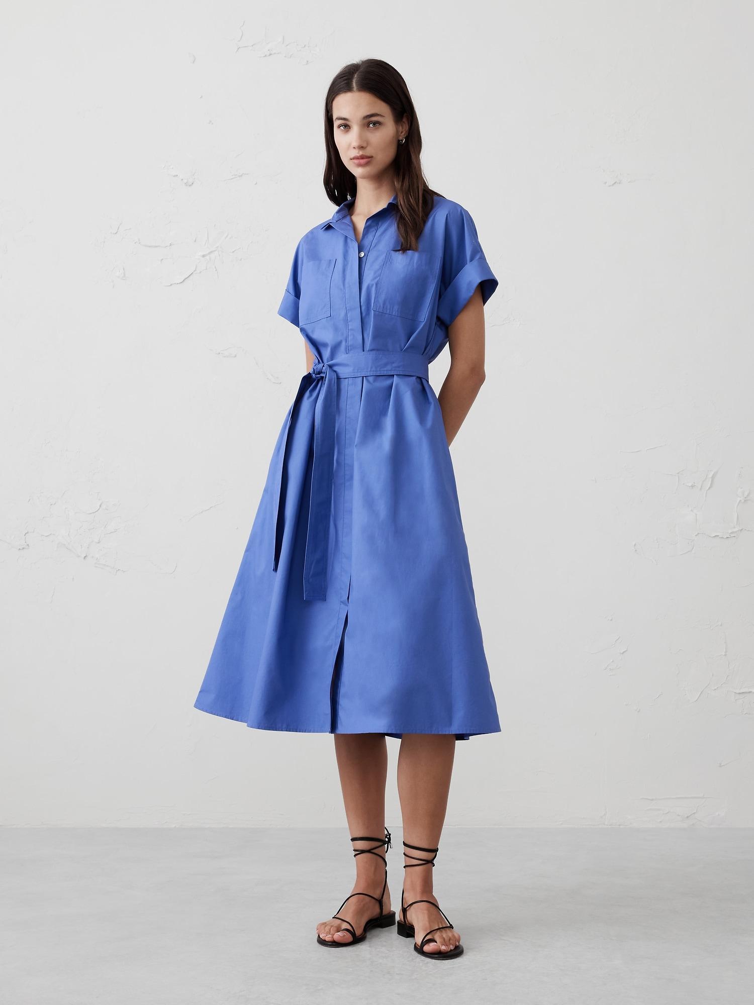 Tie-Waist Midi Shirtdress Product Image