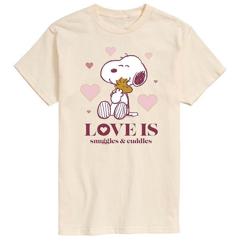 Men's Peanuts Snuggles Cuddles Tee, Size: Small, Beige Product Image