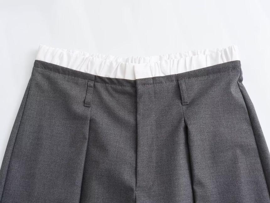High Waist Plain Loose-Fit Wide-Leg Slacks Product Image