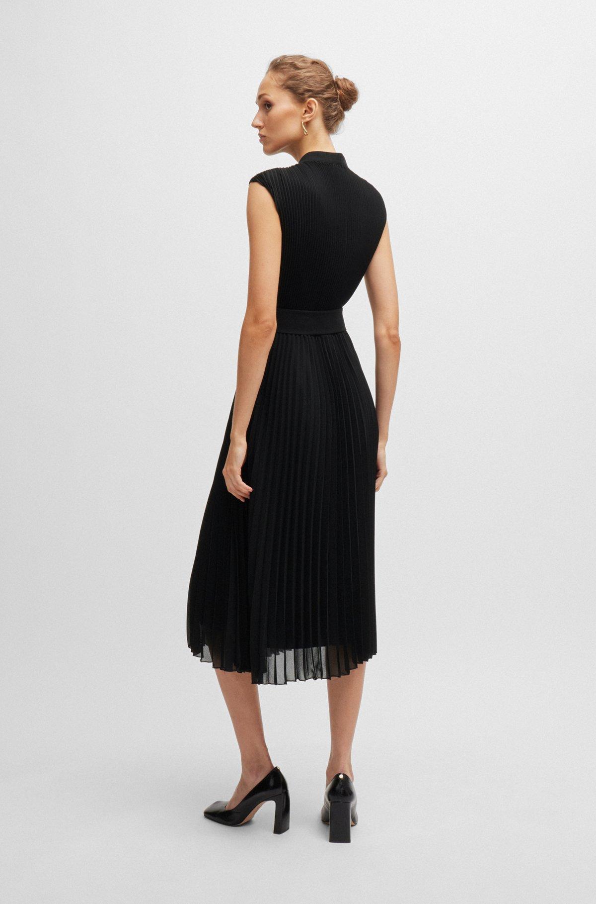 Plissé-crepe dress with notch neckline Product Image