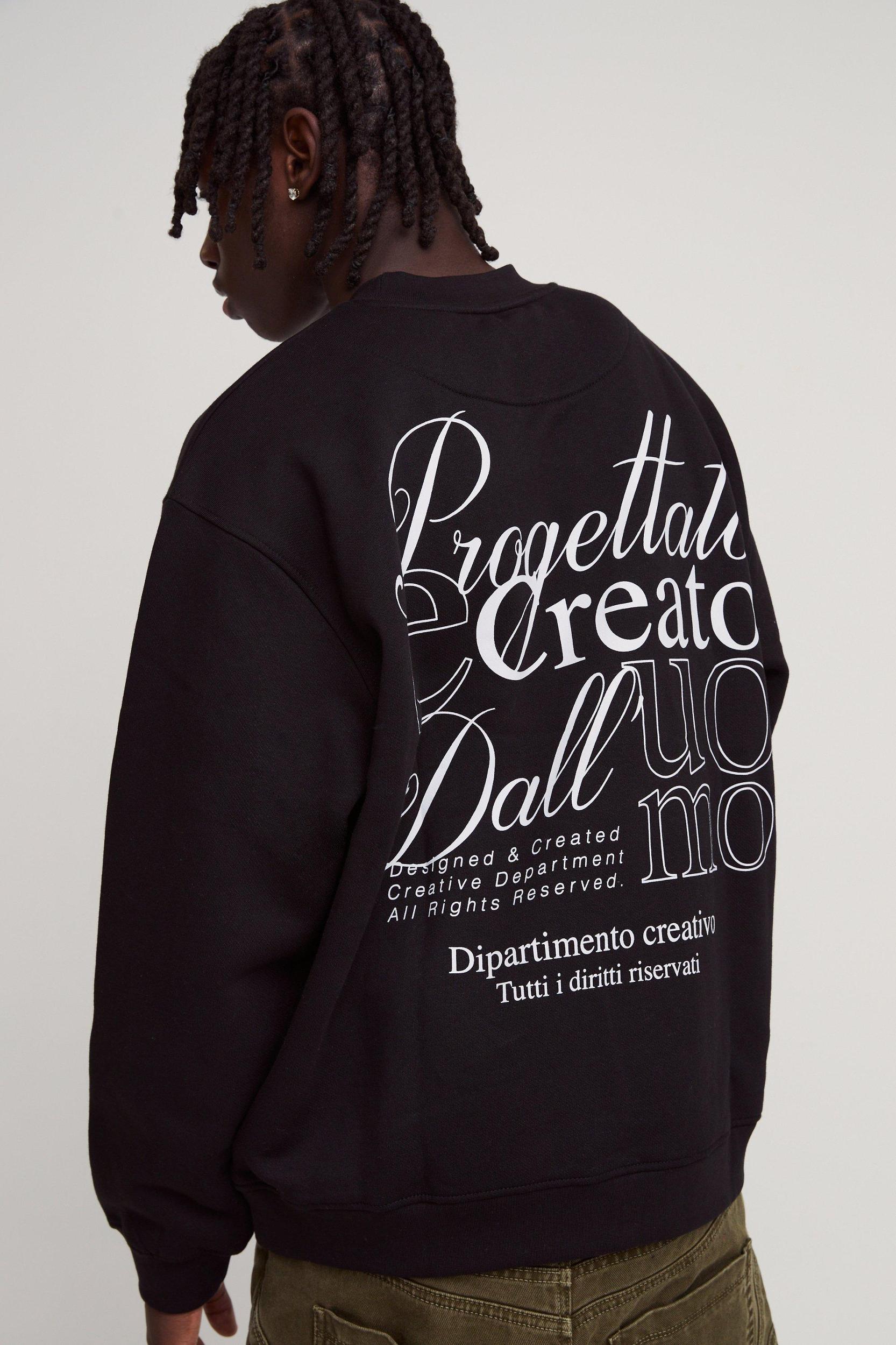 Mens 330GSM Oversized Extended Neck Sweatshirt - Black Product Image
