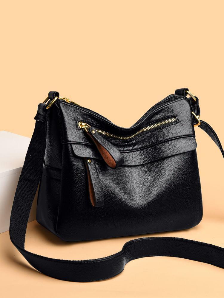 Multi-Pocket Genuine Leather Crossbody Bag Product Image