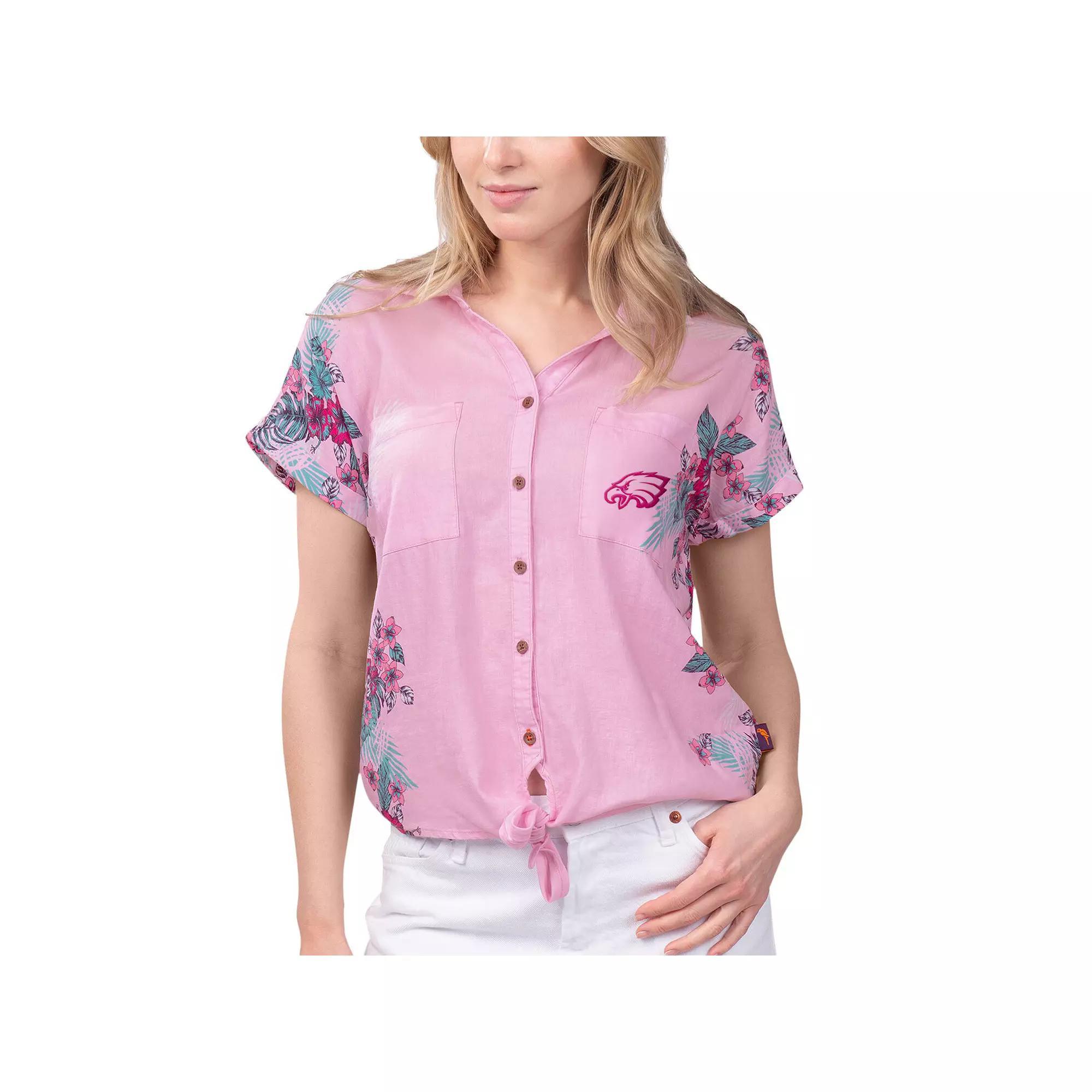 Womens Margaritaville Miami Dolphins Stadium Tie-Front Button-Up Shirt Product Image