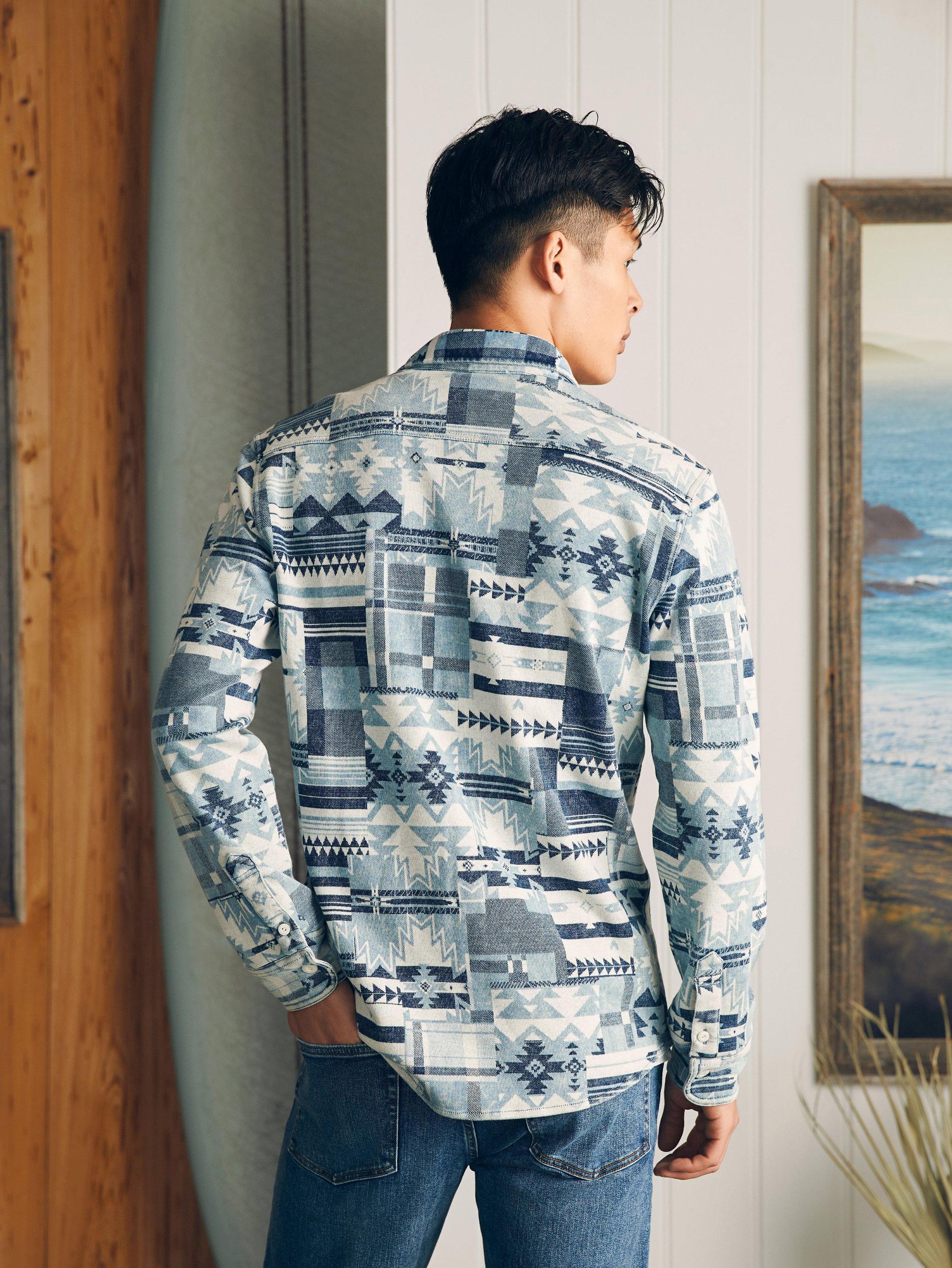 Doug Good Feather Knit Shirt Jacket - Indigo Lakes Jacquard Male Product Image