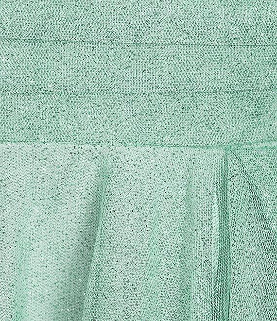 Pear Culture Glitter Mesh Scoop Neck Asymmetrical High Low Hem Dress Product Image