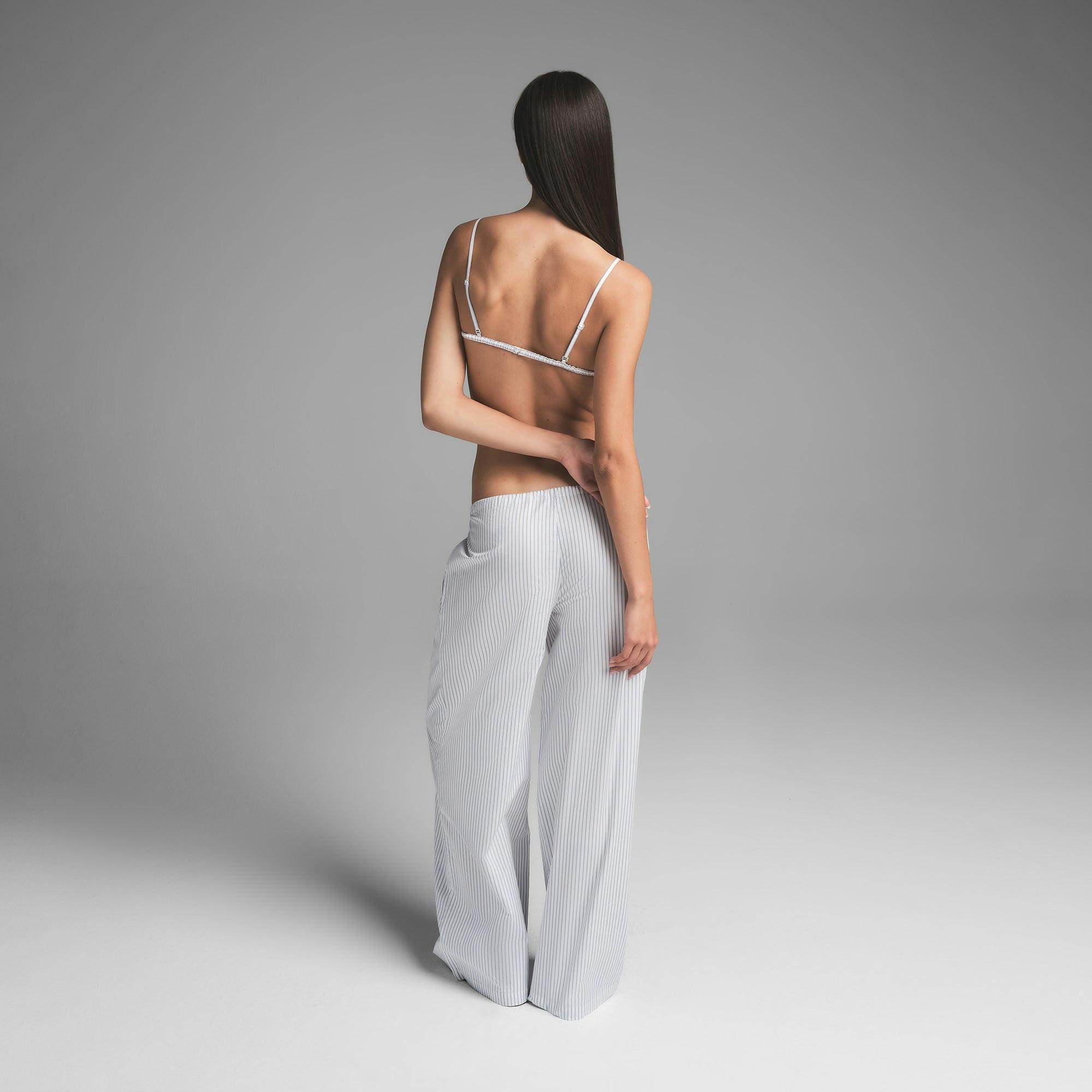 COTTON POPLIN STRAIGHT LEG PANT | ZEN BLUE STRIPE Product Image