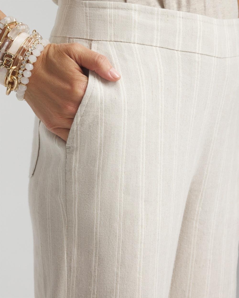 Linen Blend Stripe Flare Leg Pants Product Image