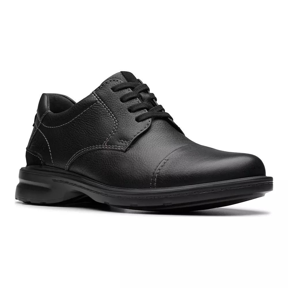 Clarks® Gessler Cap Men's Leather Shoes, Size: 14, Black Tumbled Product Image