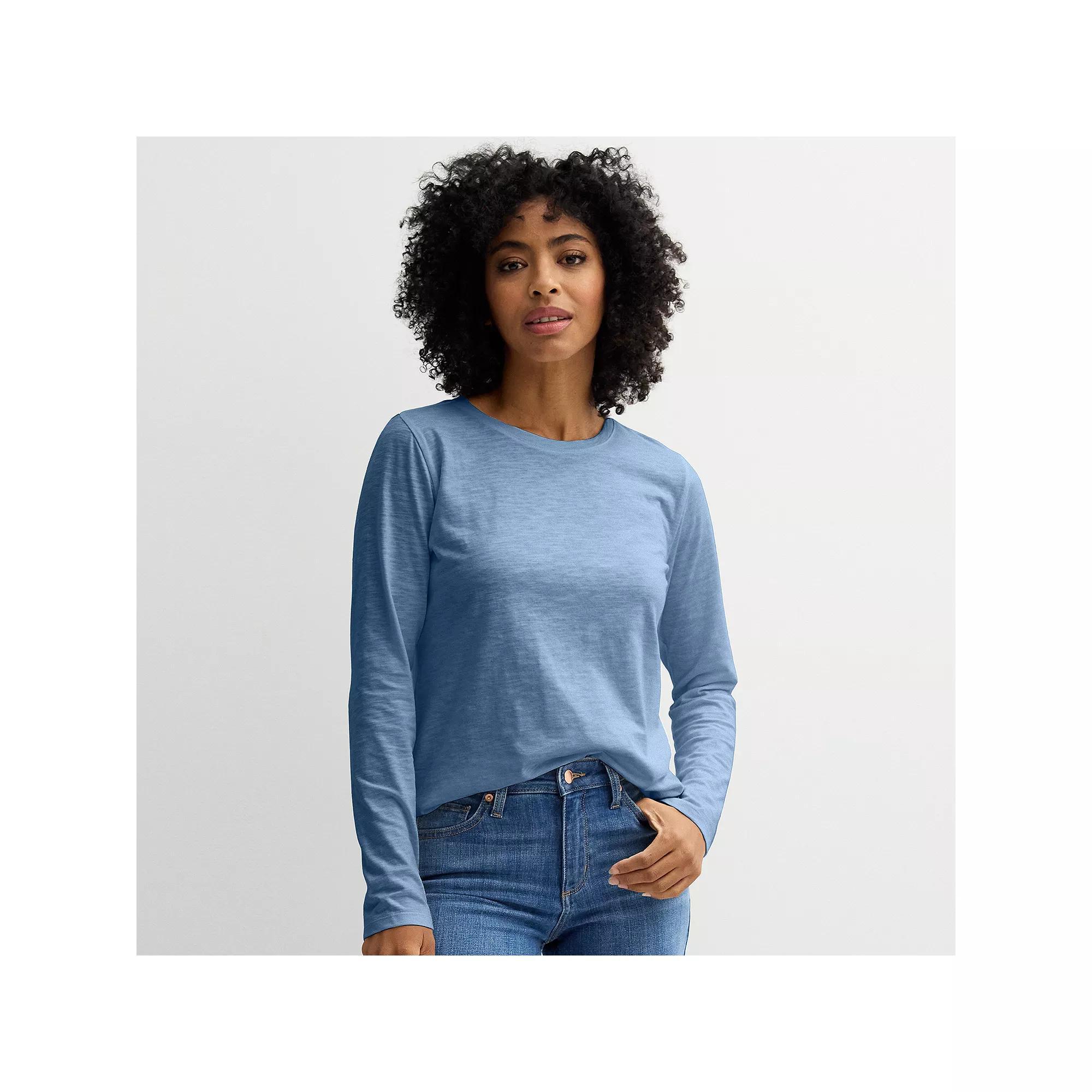 Women's Sonoma Goods For Life® Everyday Long Sleeve Crewneck Tee, Size: XS, Blue Beauty Product Image