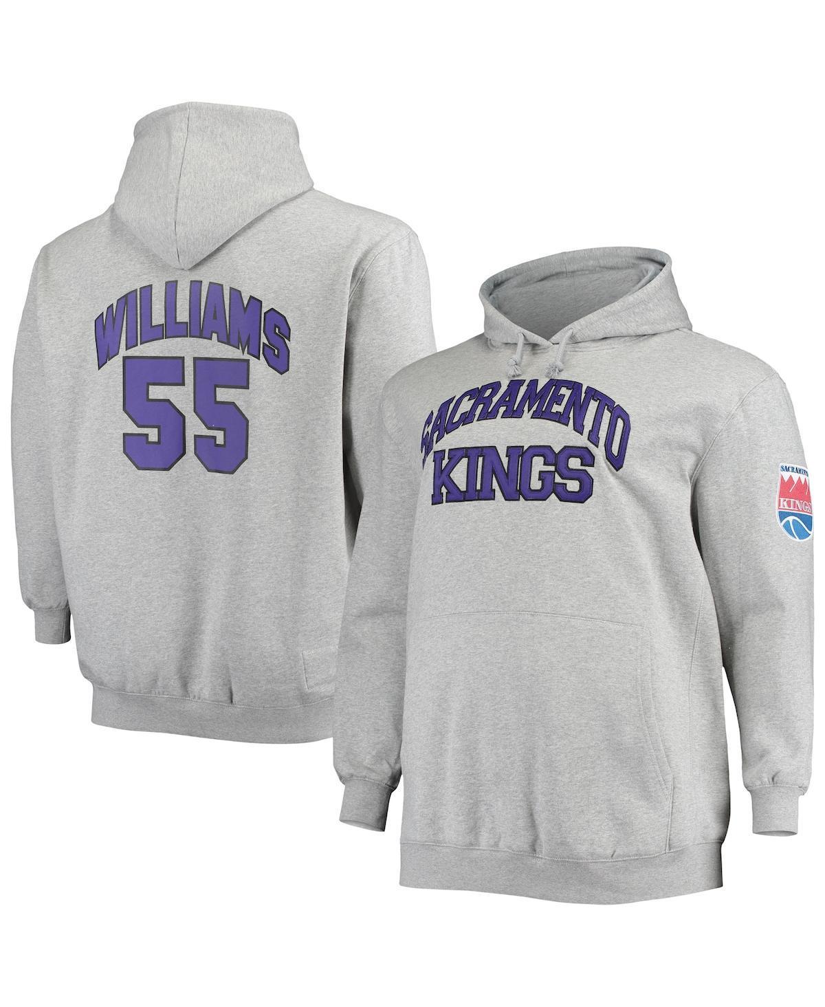 Men's Mitchell & Ness Jason Williams Heathered Gray Sacramento Kings Big & Tall Name & Number Pullover Hoodie, Size: 4XLT, Kng Grey Product Image