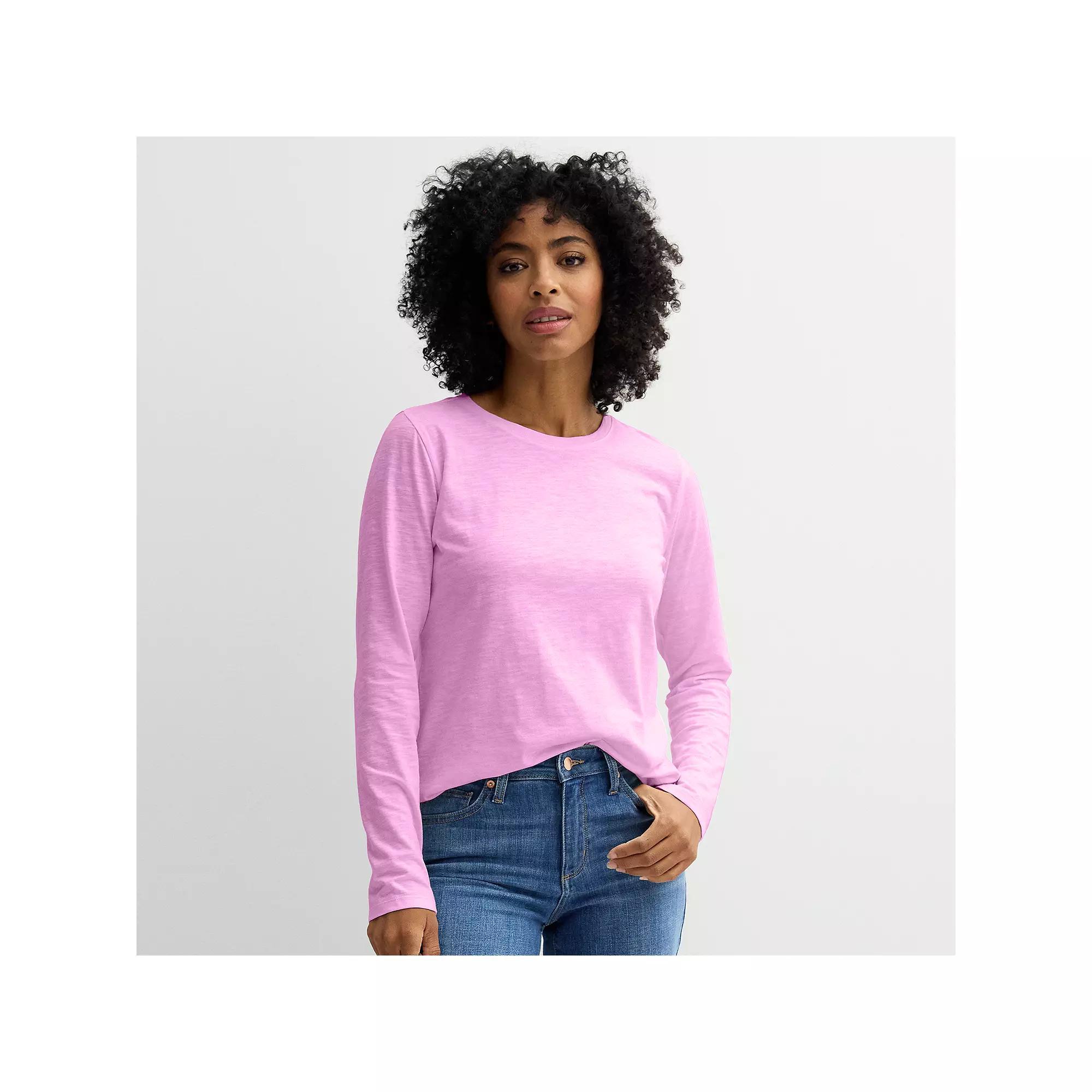 Women's Sonoma Goods For Life® Everyday Long Sleeve Crewneck Tee, Size: XXL, Purple Agate Product Image