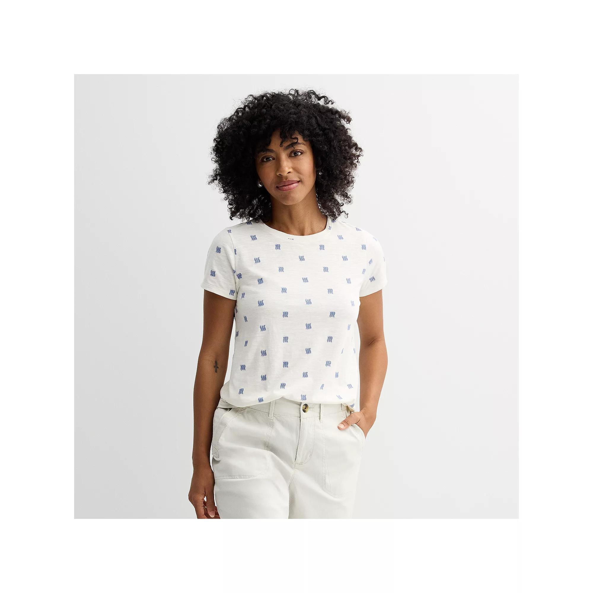 Women's Sonoma Goods For Life® Short-Sleeve Crew Tee, Size: XS, Blue Cream Dye Product Image