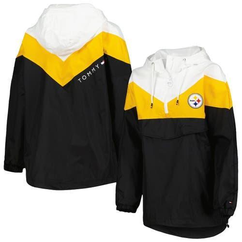 Womens Tommy Hilfiger White Pittsburgh Steelers Staci Half-Zip Hoodie Windbreaker Jacket - White Product Image