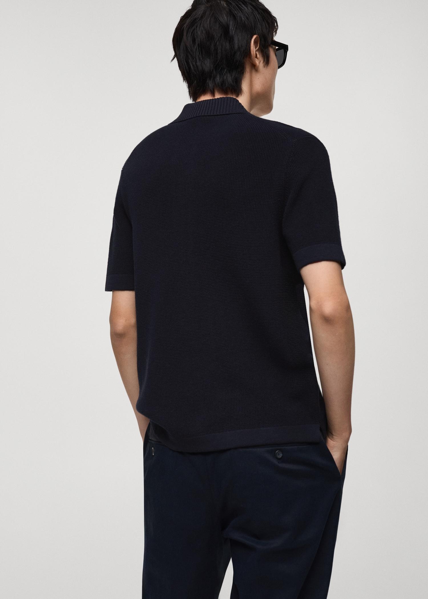 100% cotton knitted polo structure - Men | MANGO USA Product Image