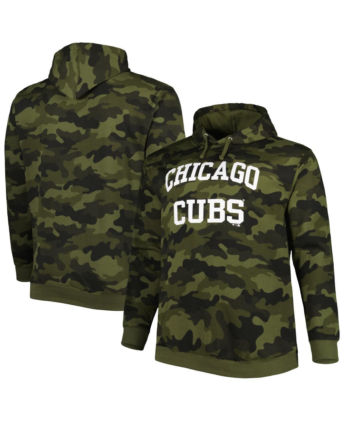 Men's Camo Chicago Cubs Allover Print Pullover Hoodie, Size: 3XB, Green Product Image