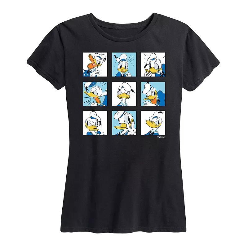 Disneys Donald Duck Womens Grid Graphic Tee Grey Royal Blue Product Image