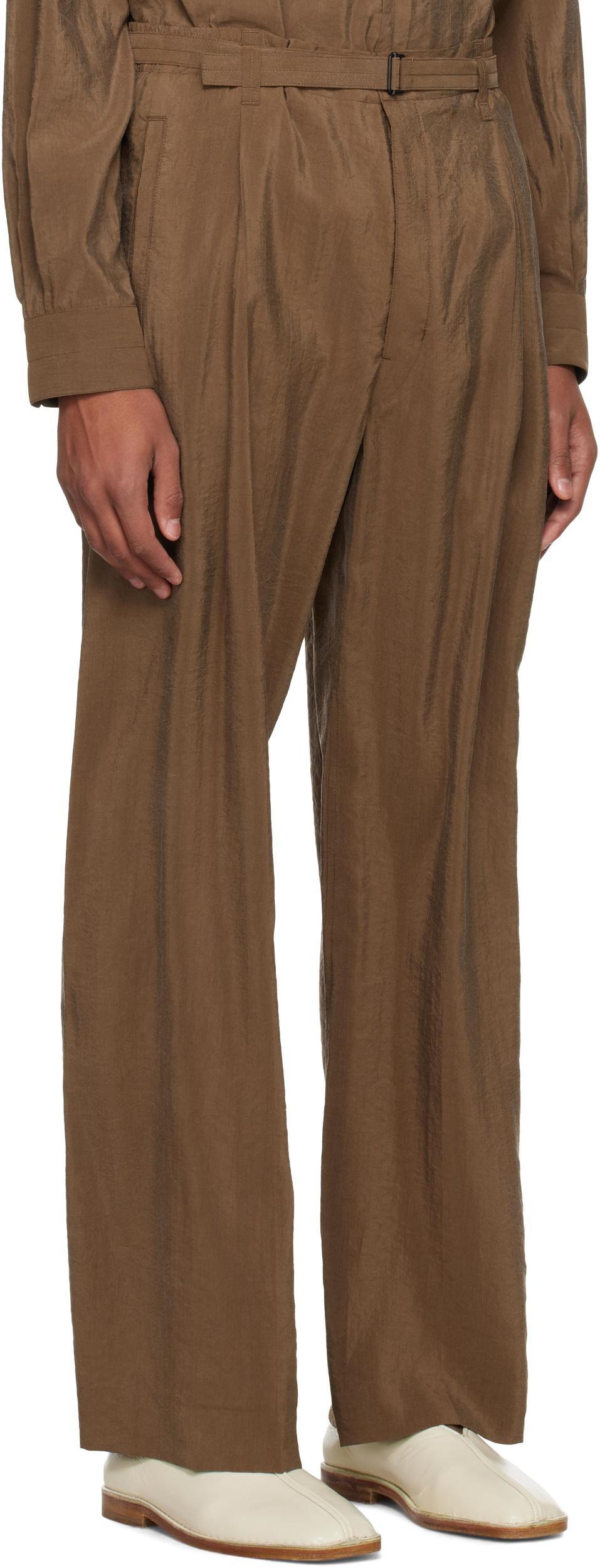 LEMAIRE Brown Belted Relaxed Trousers In Br425 Havana Product Image