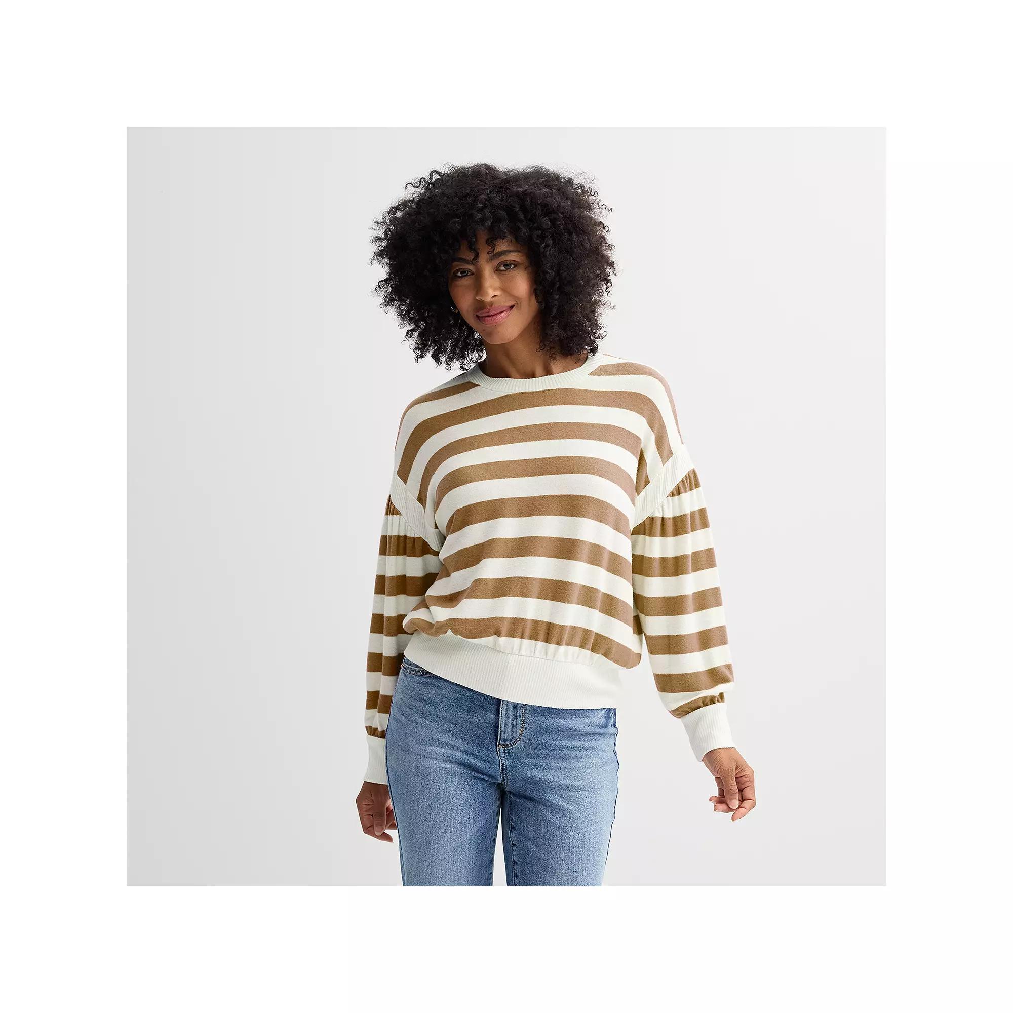 Women's Sonoma Goods For Life® Striped Cozy Pullover, Size: XS, Pink Tan Stripe Product Image