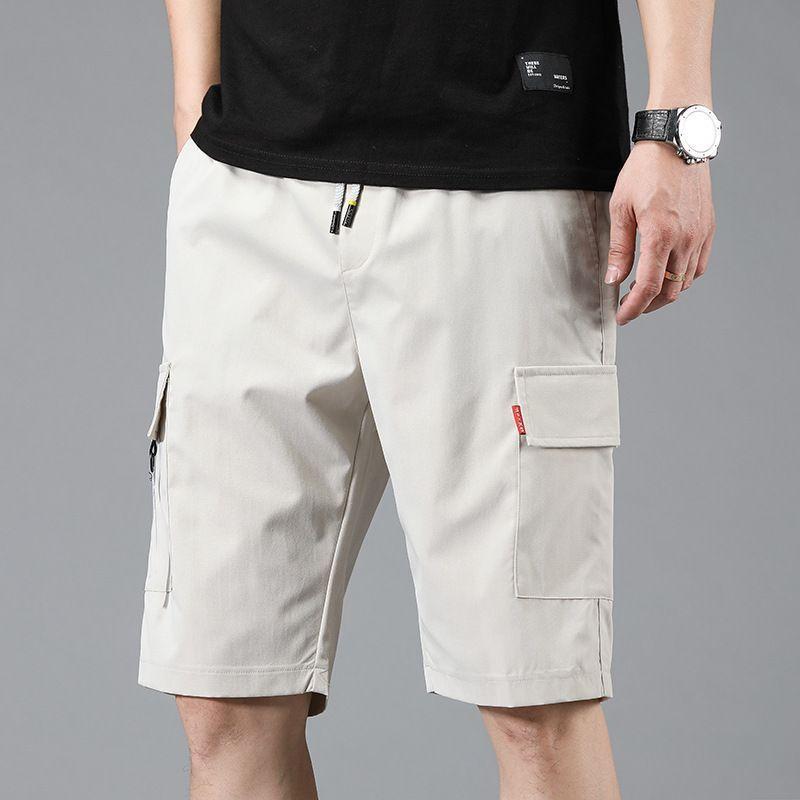 Lettering Strap Drawstring Cargo Shorts Product Image