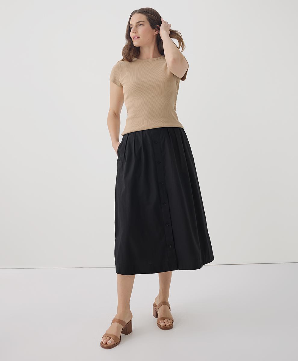 Women's Black Sunset Lightweight Cotton Button Skirt XX Product Image