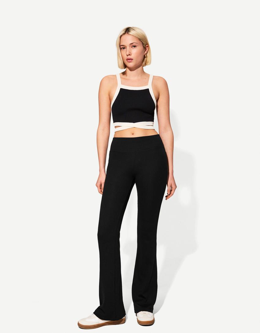 Ribbed waist flared pants Product Image