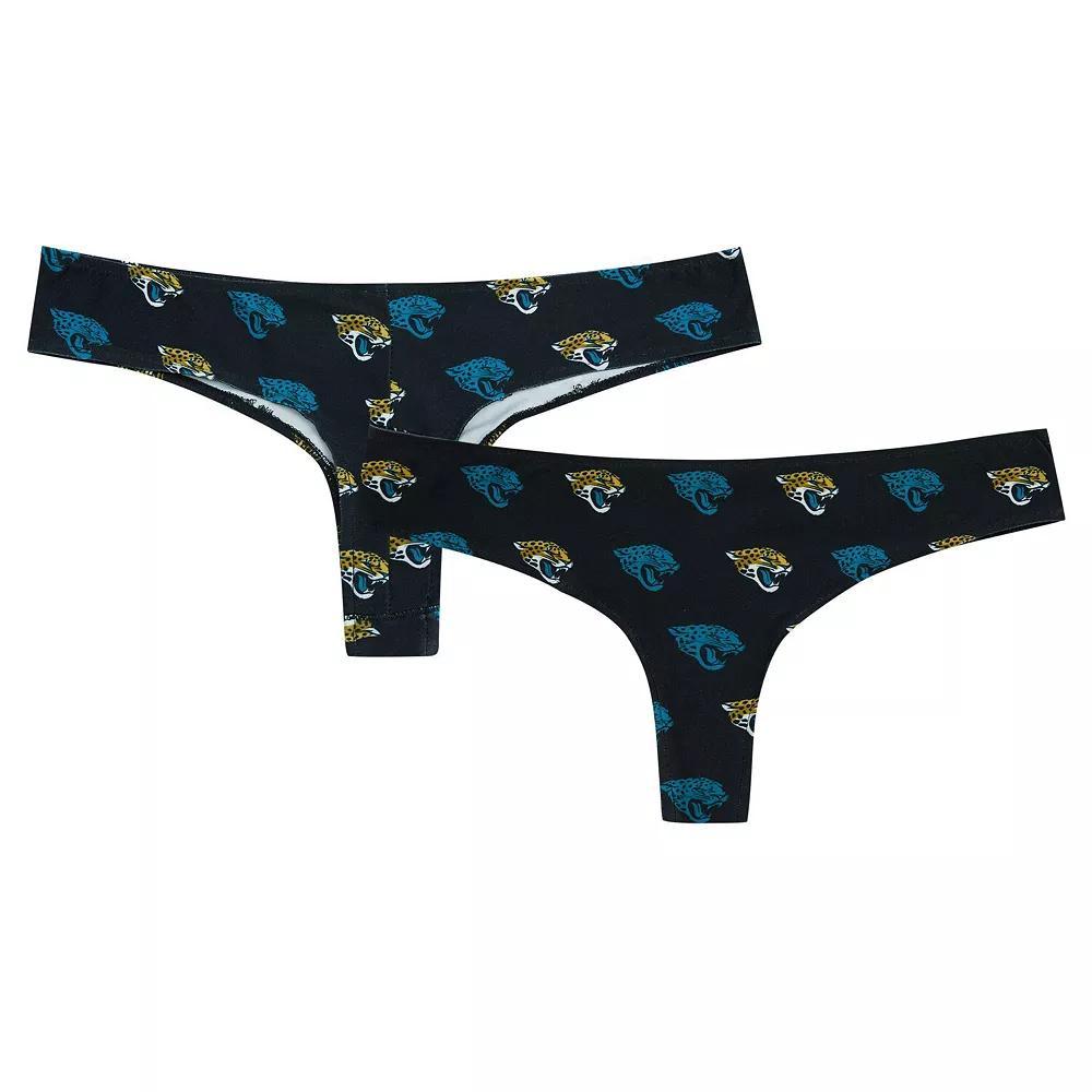 Women's Concepts Sport Black Jacksonville Jaguars Record Allover Print Knit Thong, Size: Small Product Image