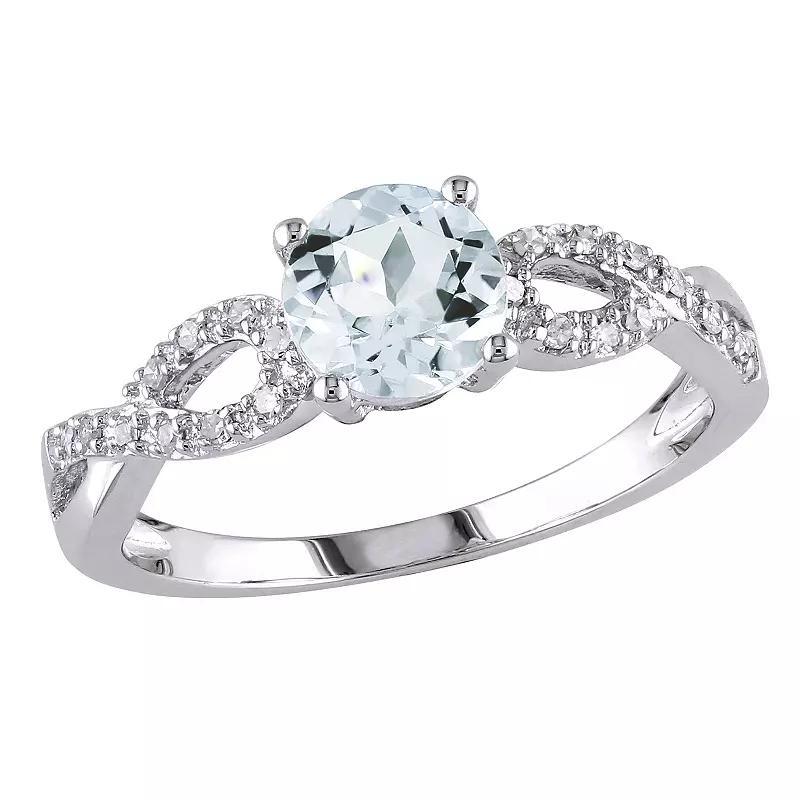 Stella Grace Aquamarine and Diamond Accent Infinity Engagement Ring in 10k White Gold, Womens Product Image