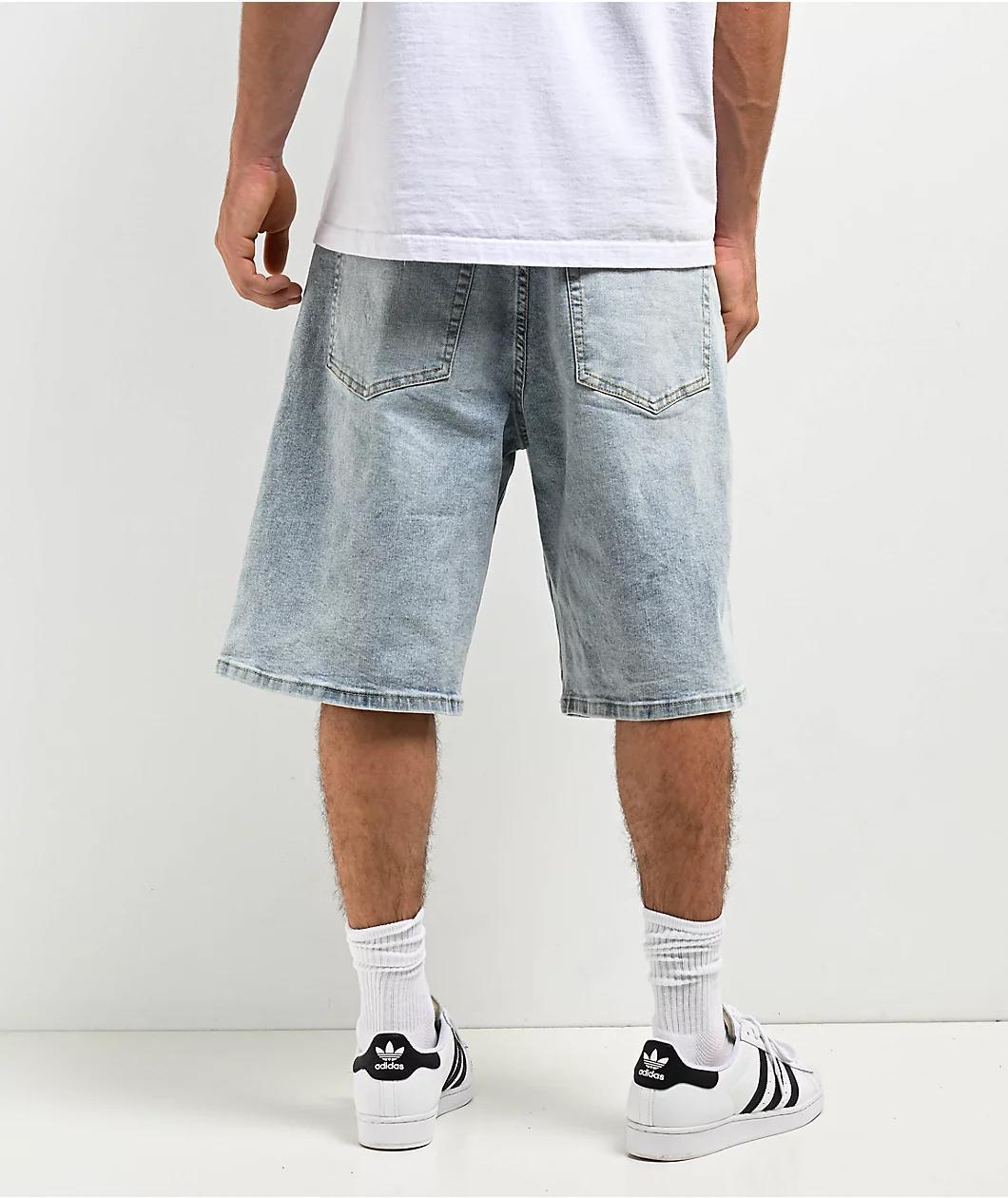 Pro Club Heavyweight Relaxed Fit Light Stonewash Denim Shorts Product Image