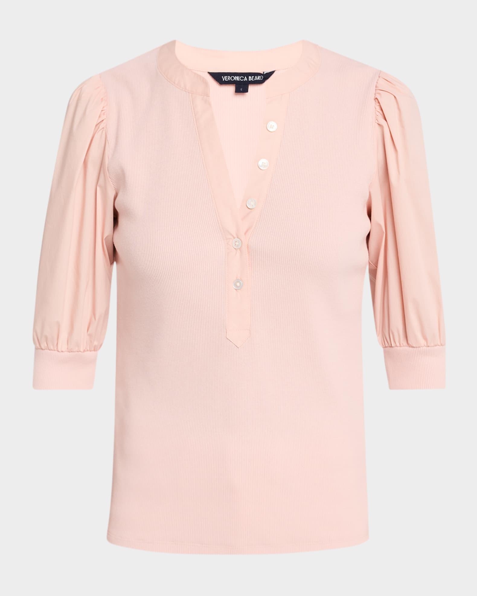 Coralee Puff Sleeve Button-Front Top Product Image