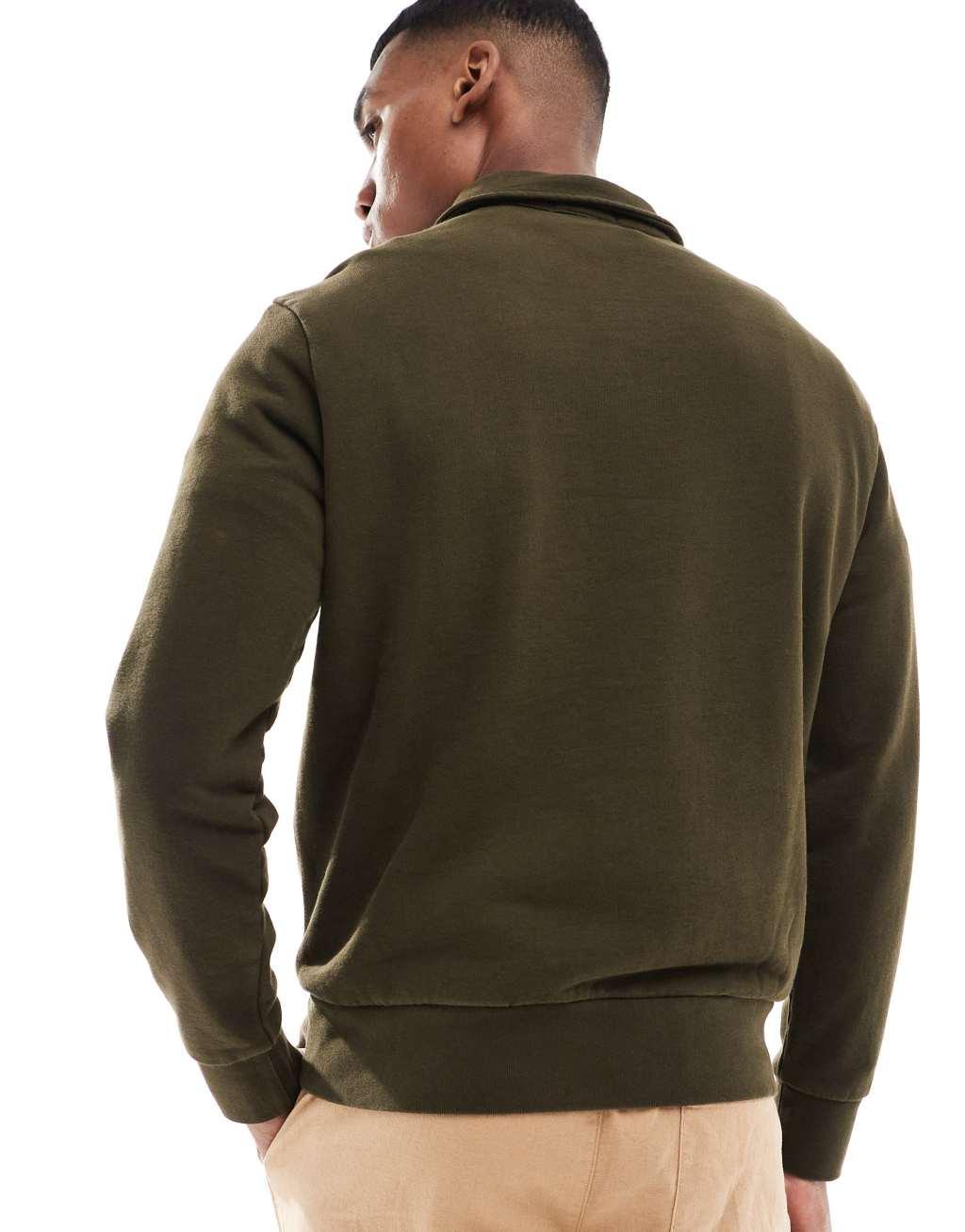 Polo Ralph Lauren icon logo loopback terry half zip rugby sweatshirt in brown Product Image