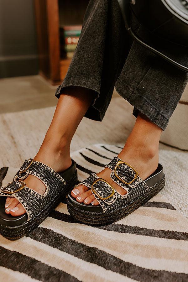 The Livy Woven Platform Sandal in Black Product Image