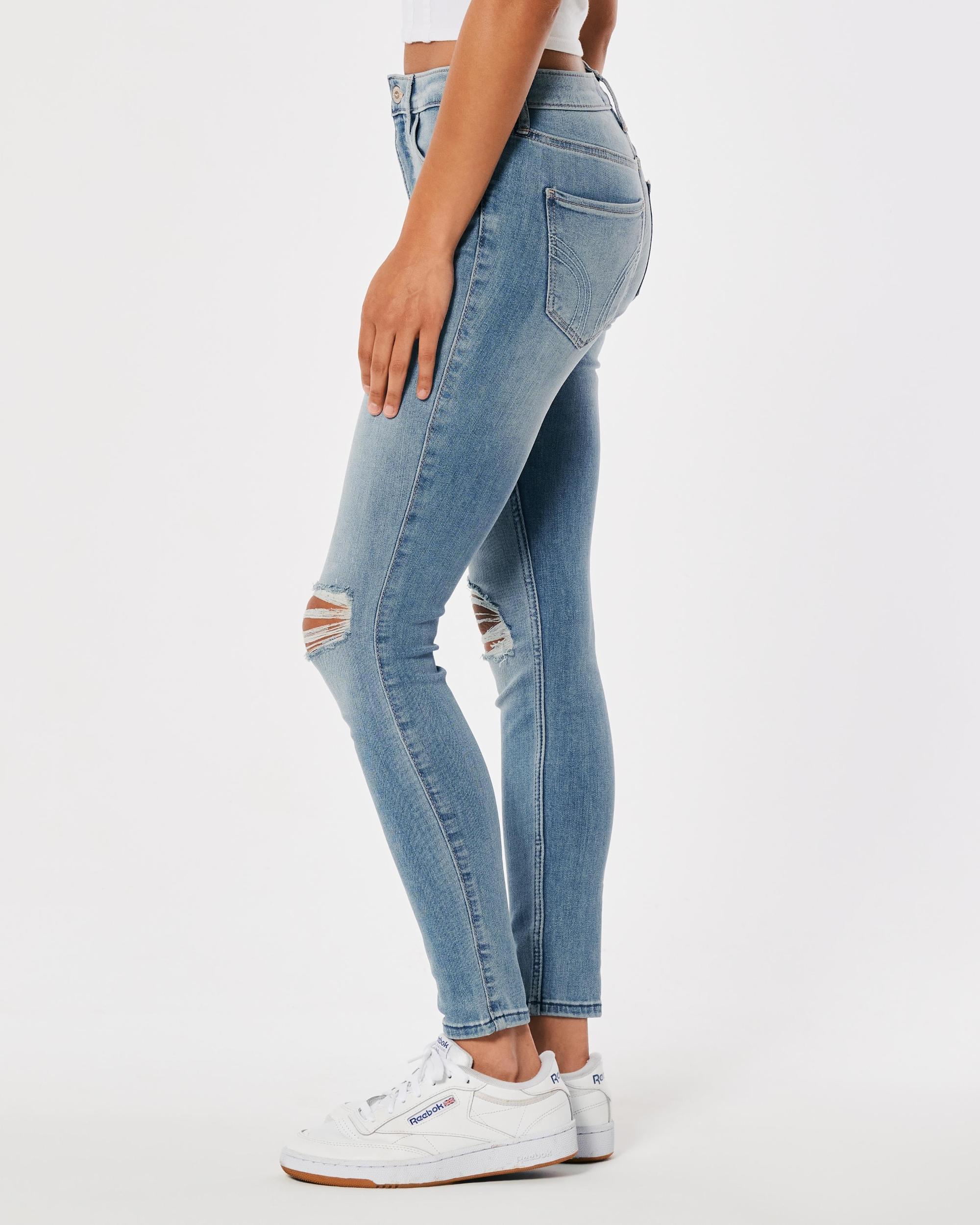 High-Rise Ripped Light Wash Super Skinny Jeans Product Image