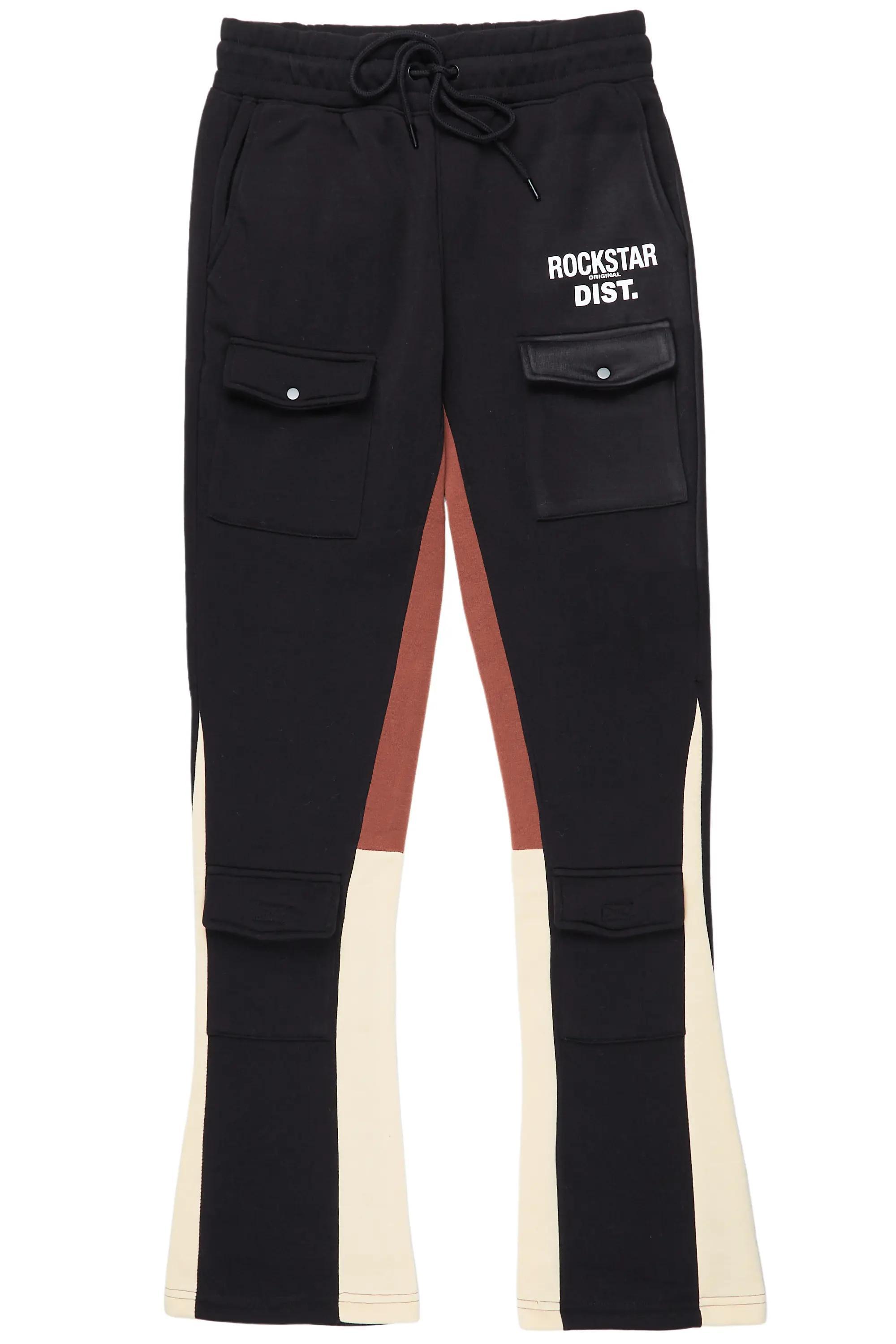 Joncarlo Black Stacked Flare Track Pant Male Product Image