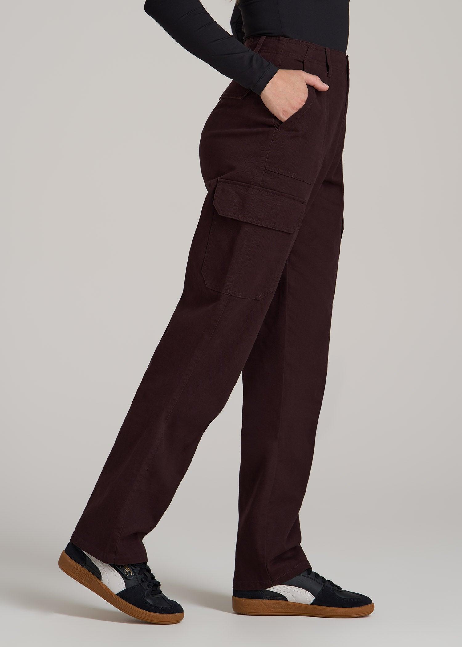 Straight Leg Cargo Chino Pants for Tall Women in Oxblood Product Image
