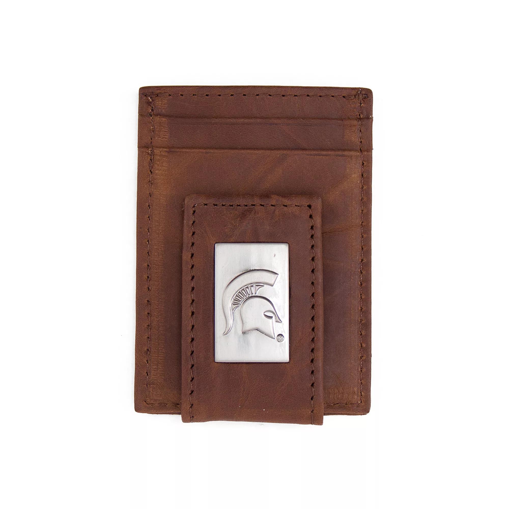 Men's Michigan State Spartans Front-Pocket Wallet Money Clip, Brown Product Image