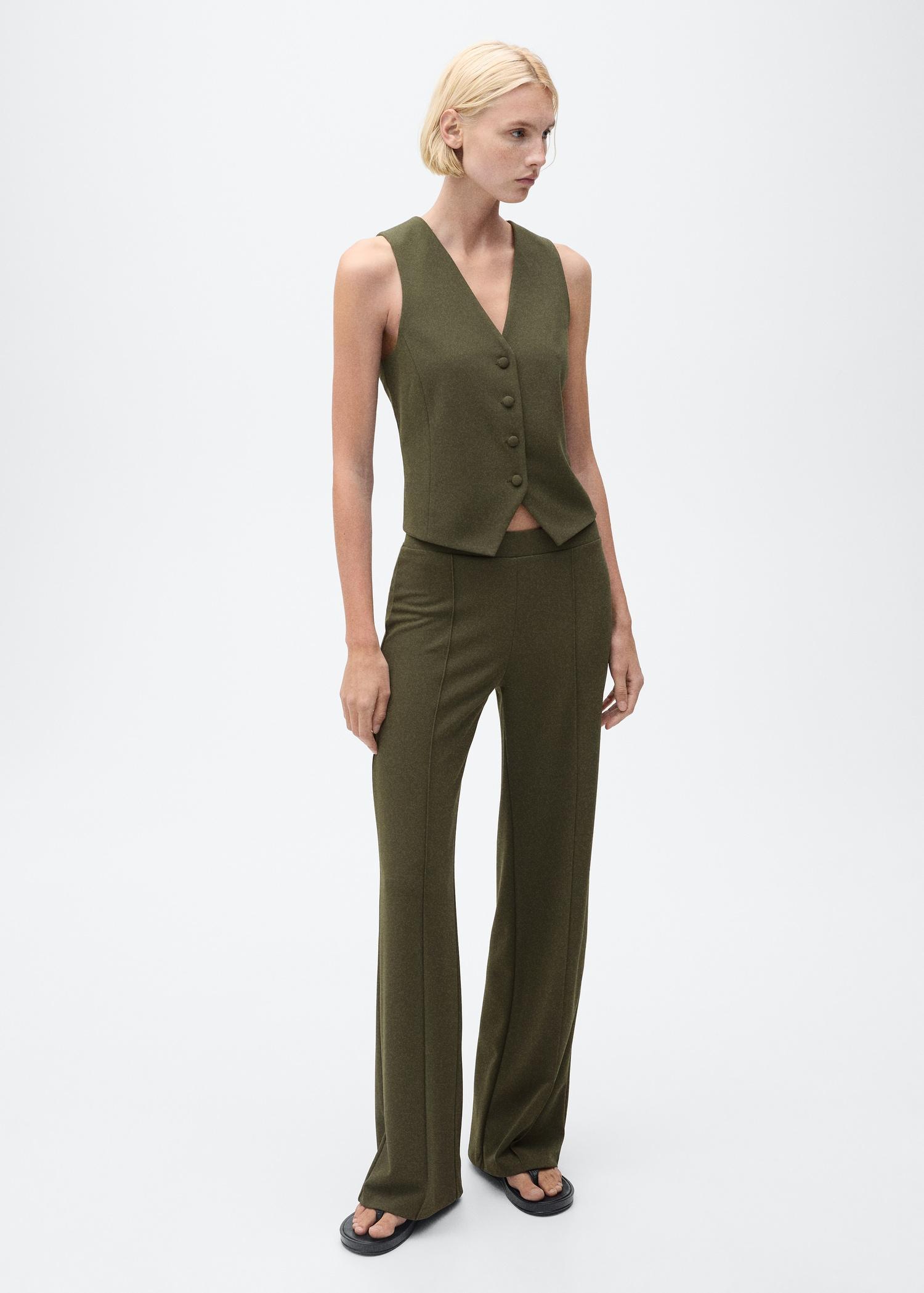 Straight knitted pants - Women | MANGO USA Product Image