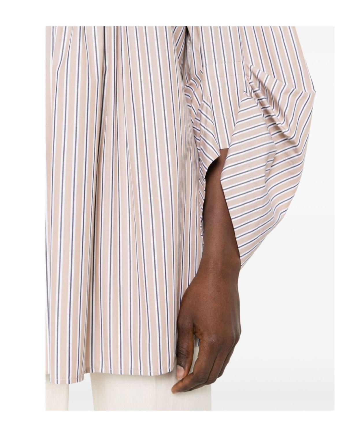 ALBERTA FERRETTI Gestreiftes Hemd In Fantasia Beige Product Image