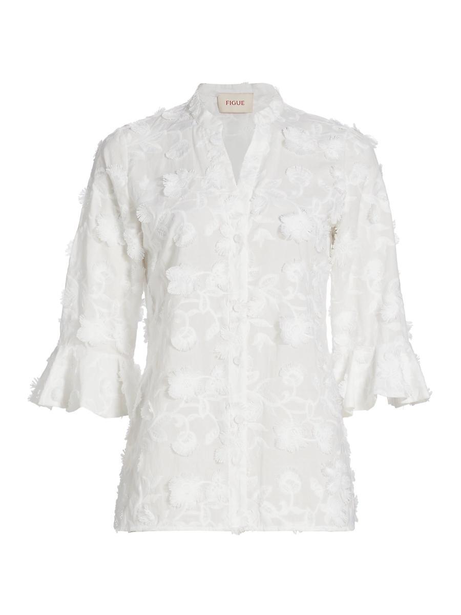 Womens Arielle Cotton Floral Appliqu Top Product Image