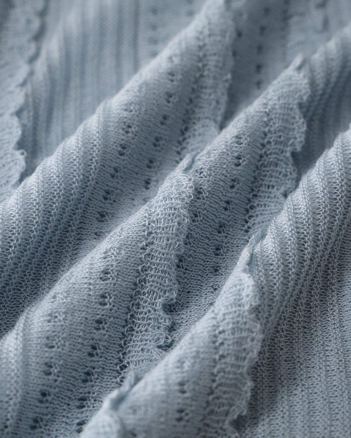 Blue Scoop Neck Crochet Tank Top Product Image