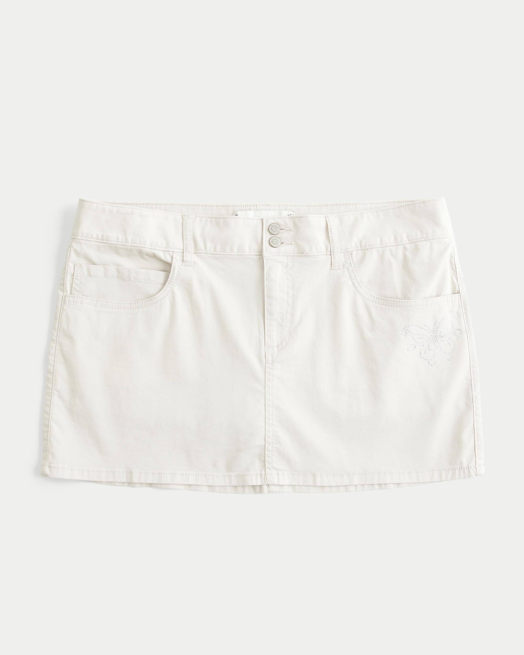 Low-Rise Shine Butterfly Twill Mini Skort Product Image
