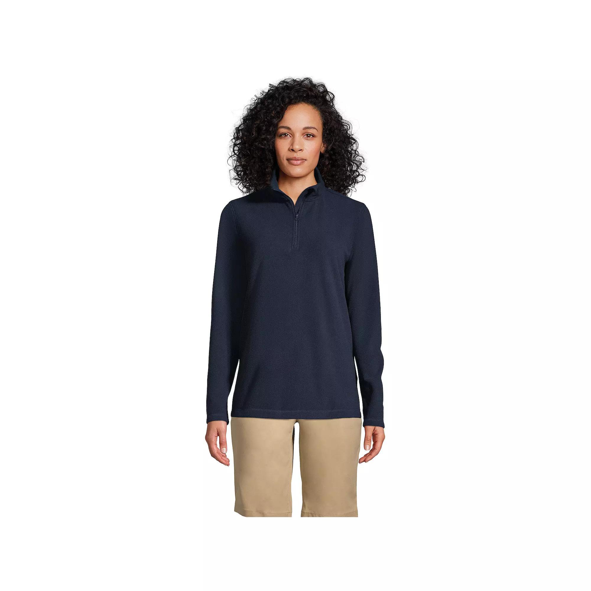 Women's Lands' End Lightweight Fleece Quarter Zip Pullover, Size: Medium, Red Product Image