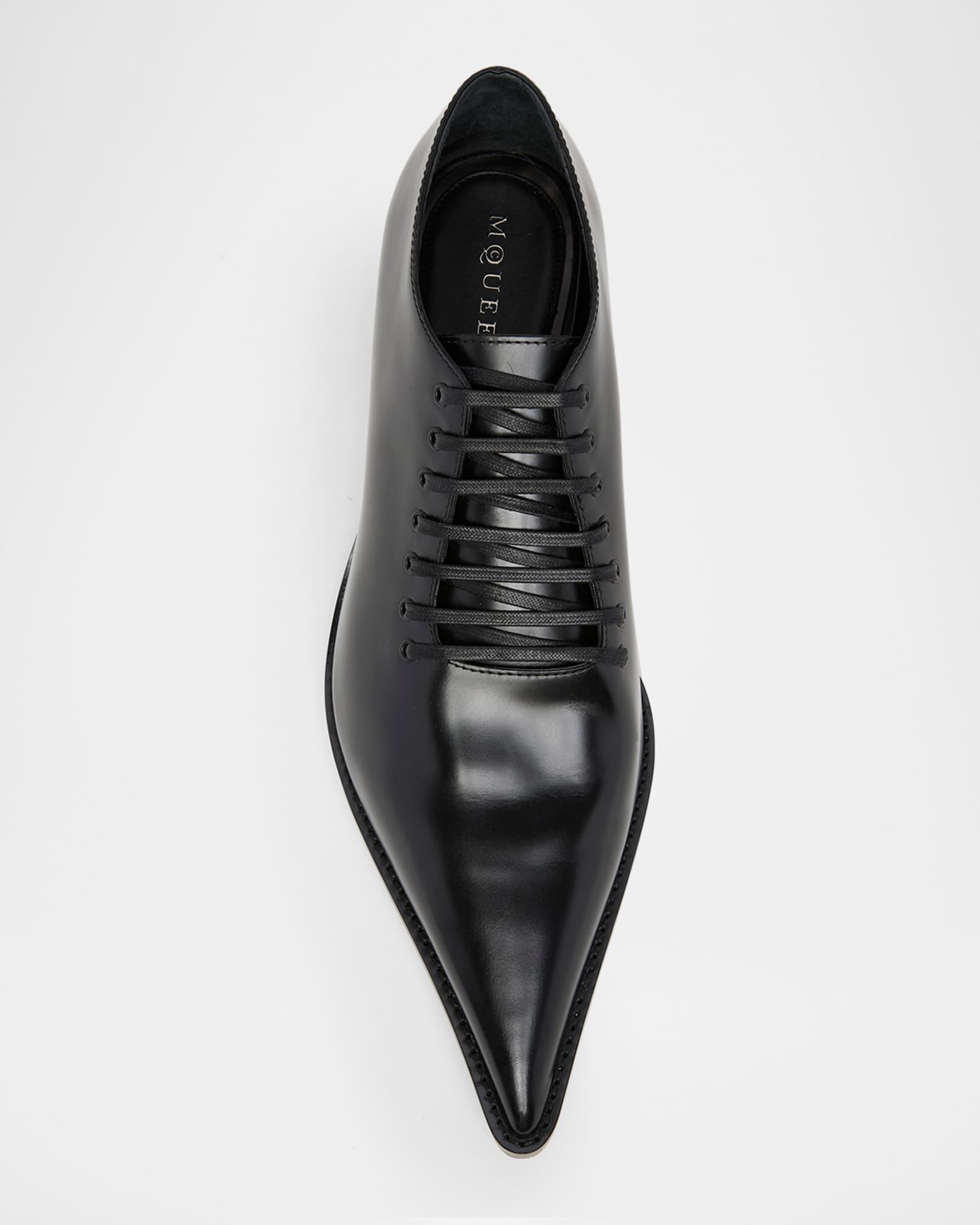 Men's Leather Pointed-Toe Derby Shoes Product Image