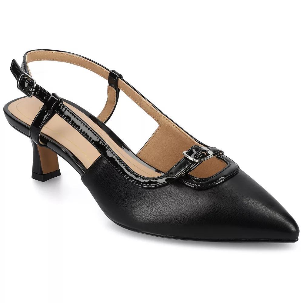 Journee Padma Womens Pointed Toe Kitten Heel Slingback Pumps Product Image