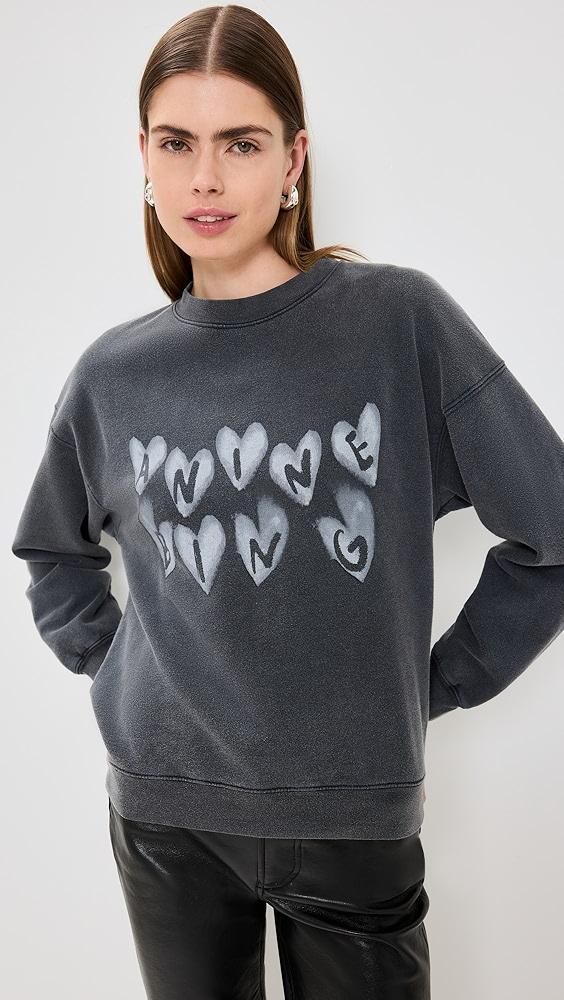 ANINE BING Spencer Sweatshirt Hearts | Shopbop Product Image