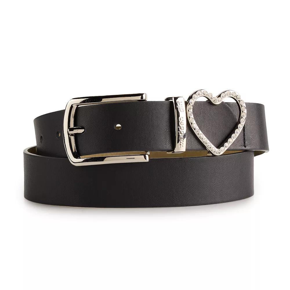 Women's madden girl Pave Heart Keeper Belt, Size: XL, Black Product Image