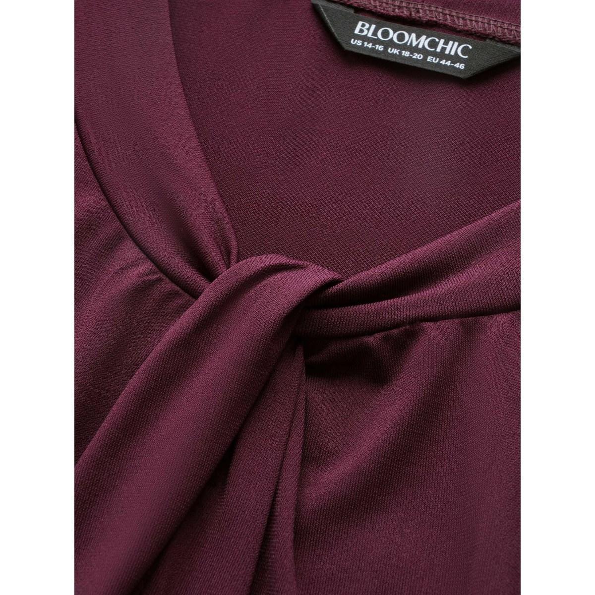 Plus Size Solid Asymmetrical Neck Twist Front Tank Top Women Plum Elegant Twist Asymmetrical Neck Everyday Tank Tops Camis BloomChic 14-16/1X Product Image